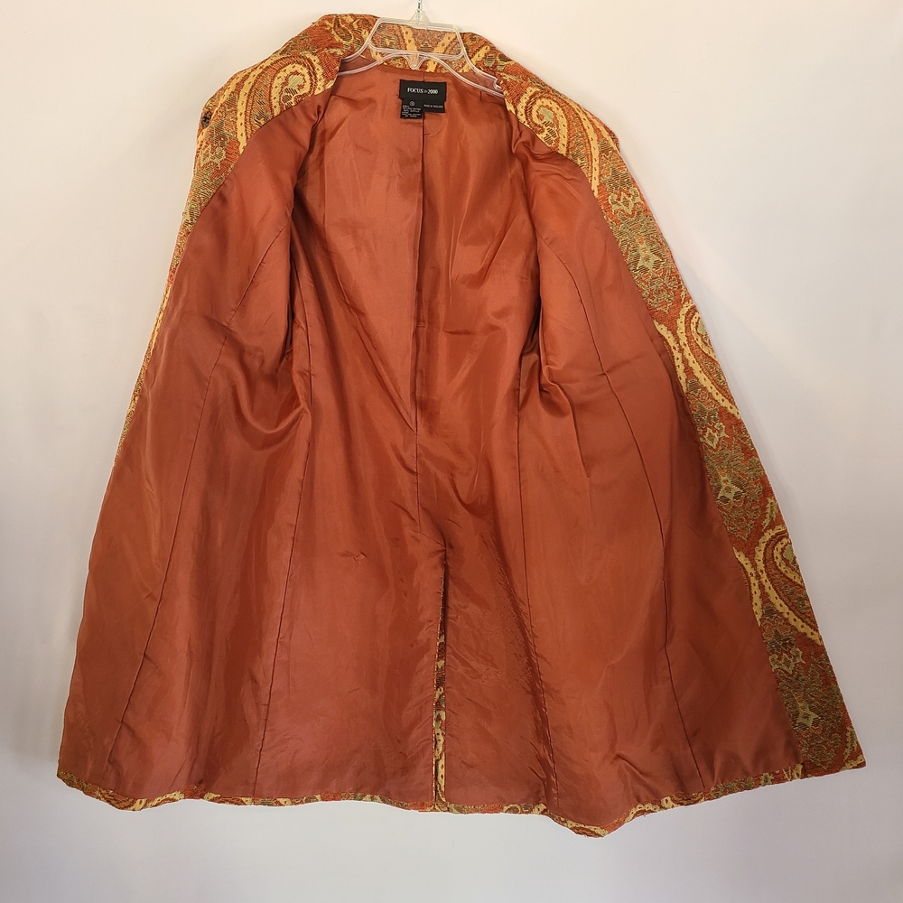 Vintage 90s Focus 2000 Tapestry Paisley Car Coat Size 10 Boho - Picture 4 of 10
